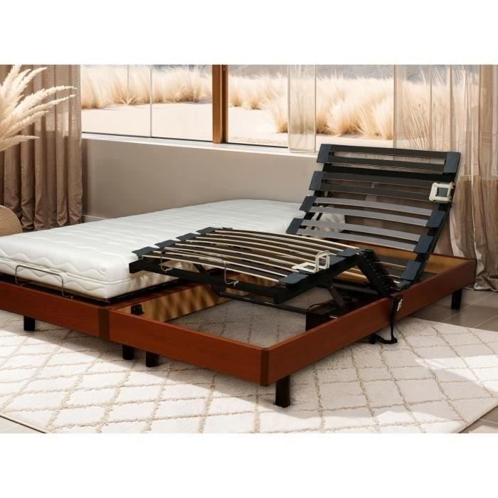 Ensemble relaxation Matelas + Sommier 2x80x200cm MERIDA  - Cerisier - 14 cm - Ferme
