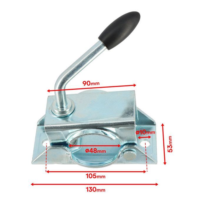 Rueda de apoyo - Tubo de acero de 48 mm - Llanta metálica - Soporte de montaje de acero de 48 mm de diámetro - Compatible con todo tipo de remolques