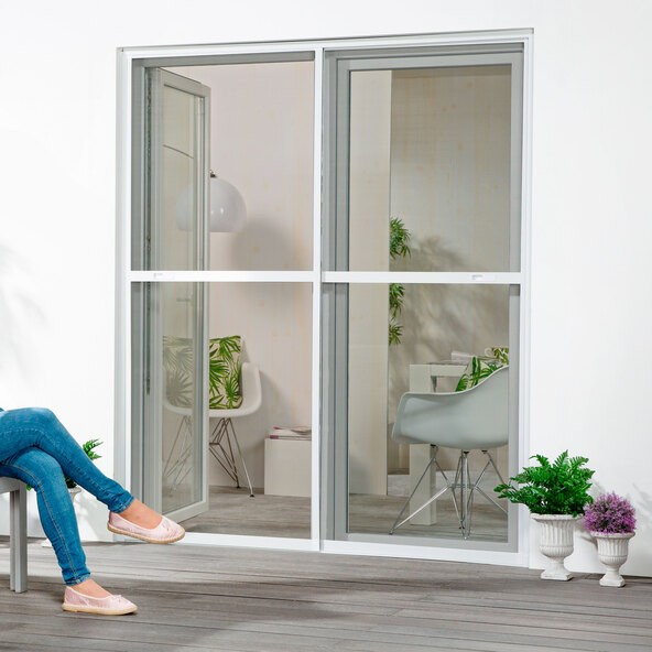 Σήτα εντόμων αλουμινίου διπλής συρόμενης πόρτας Comfort, 240 x 240 cm, λευκή