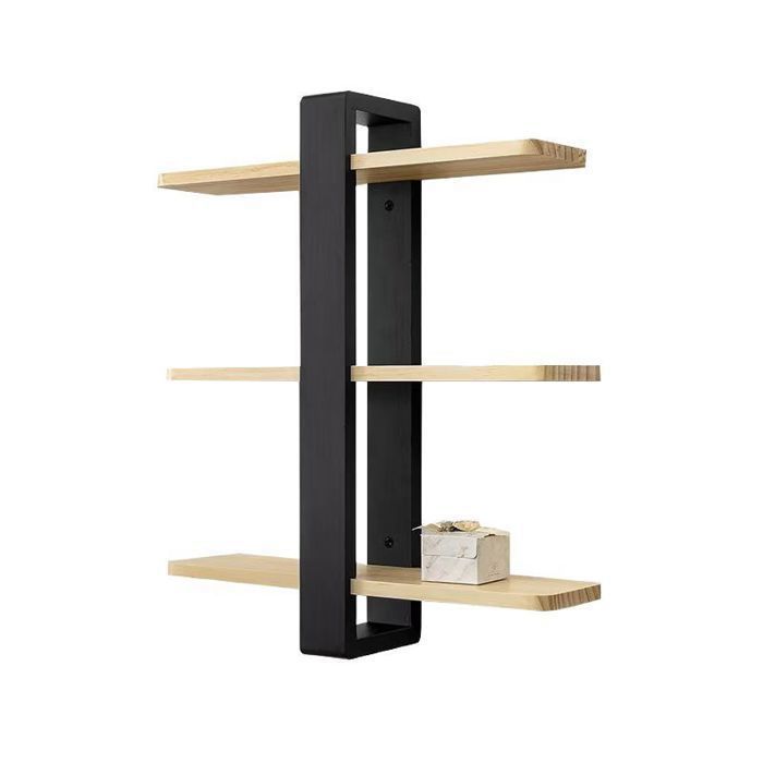 Grande étagère murale en bois Étagère flottante réglable 3 niveaux 50x58cm Organisateur suspendu pour maison bureau noir