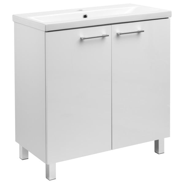 Biały Zestaw do Łazienki Stojący 80cm Szafka z Umywalką
