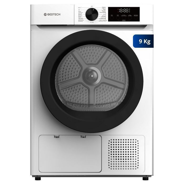 Secadora de roupa com bomba de calor GEDTECH SL9HPE - 9 kg - 60 cm de largura - 16 programas - Início programado - Grande capacidade - Classe energética E