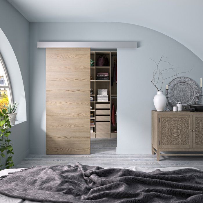 Sliding door - Hazelnut - H 204 x D 3.8 x W 83 cm - Not pre-drilled