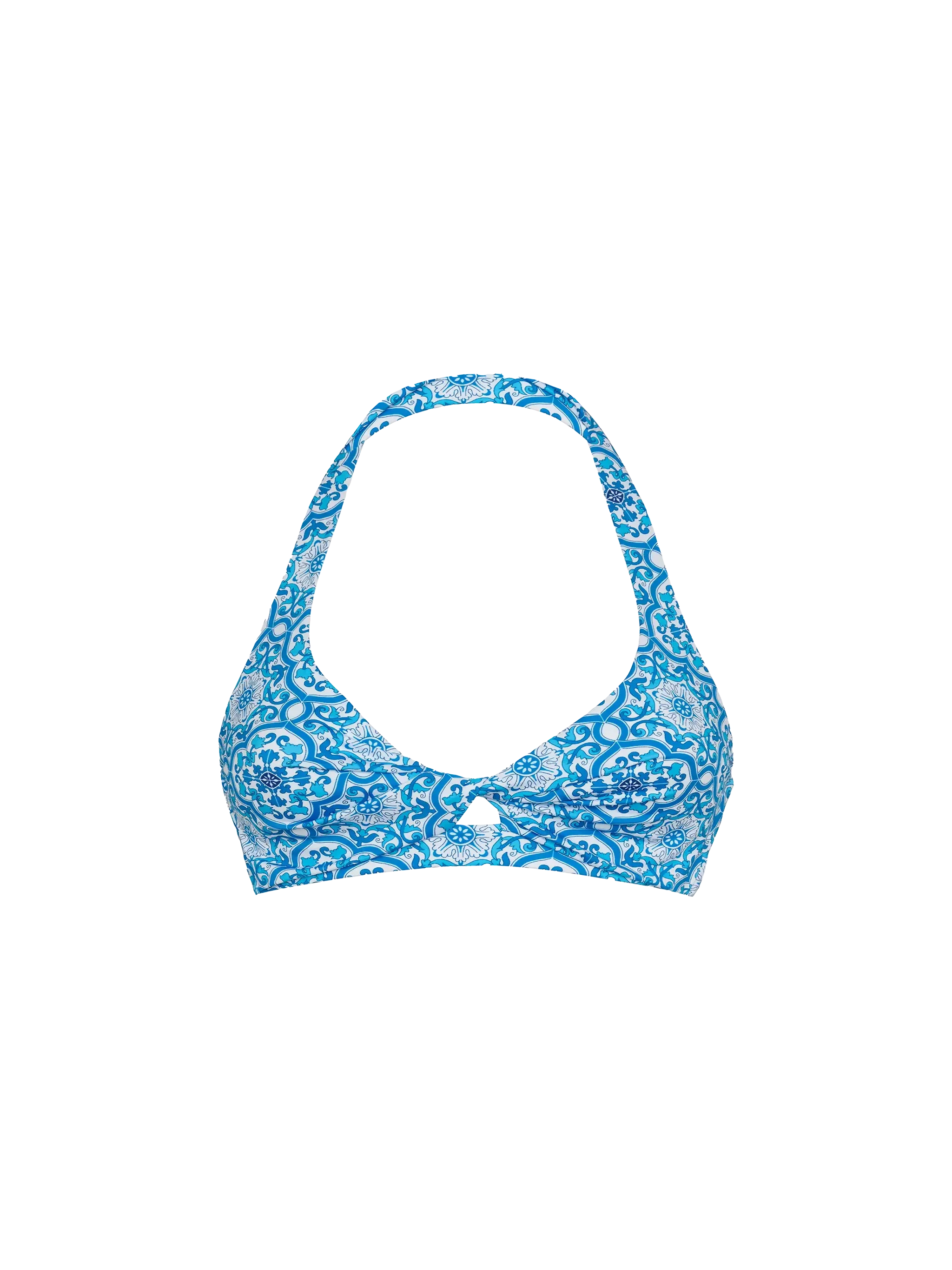 Top tipo bralette de triángulo con estampado de mayólica de Leda