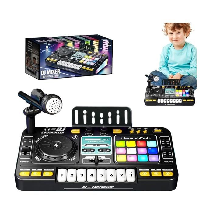 Kids DJ Mixer, Kids DJ Turntable with Light and Keyboard, Interactive Musical Toy, Learning to Imitate Musical Instruments