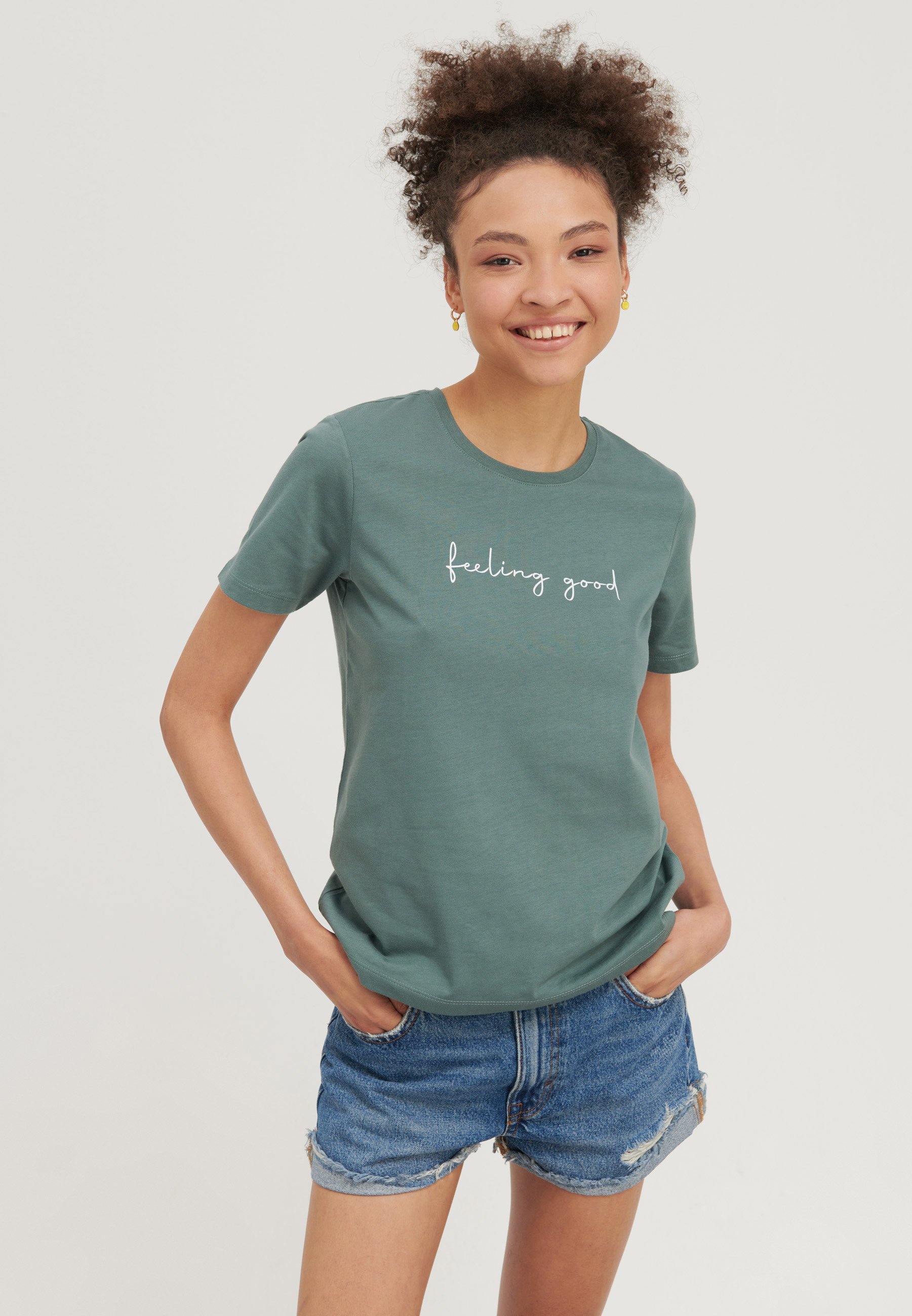 Even&Odd 2-pack - T-shirt met print - turquoise/zwart