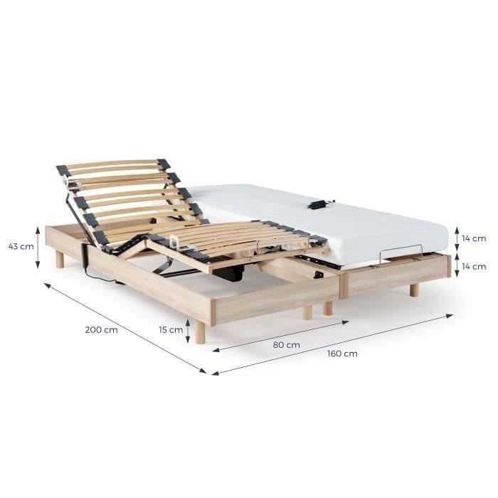 Ensemble relaxation matelas + sommiers électriques 2x80x200cm - Mousse - Ferme - TALCA Fabrication française