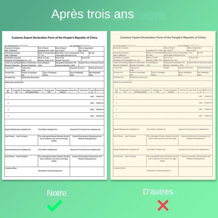 Papier thermique A4 - 200 Feuilles - 210x297mm - Compatible imprimantes thermiques - Sans BPA，Papier d'impression pliant