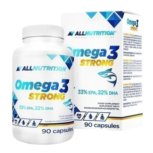 Allnutrition Omega 3 Strong, Suplement diety zawierający olej rybi, Kapsułki
