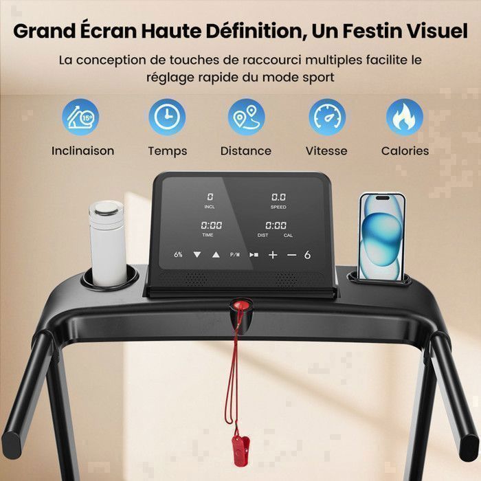 FORMILL Tapis de Course Pliable FT61 - 3.0 HP, Inclinaison 0–15%, 12 programmes, Vitesse 1–14 km/h