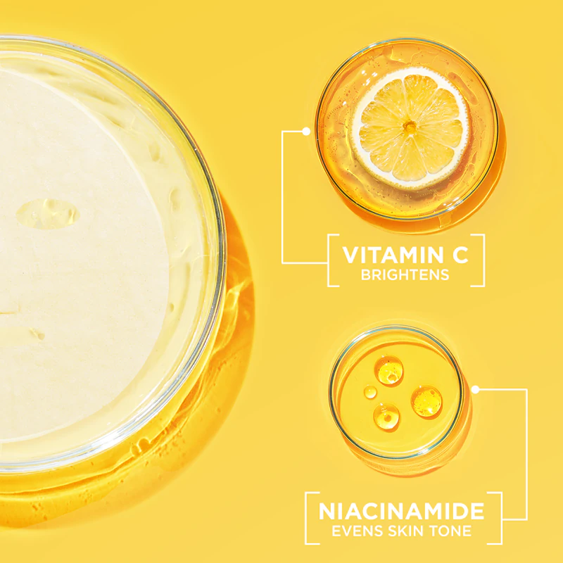 Máscara facial em tecido Garnier Skin Naturals com vitamina C para clareamento e hidratação.