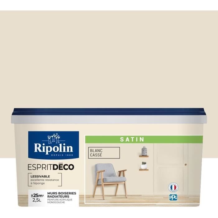 Pintura mural RIPOLIN para todas las habitaciones - Blanco roto satinado - 2,5 L