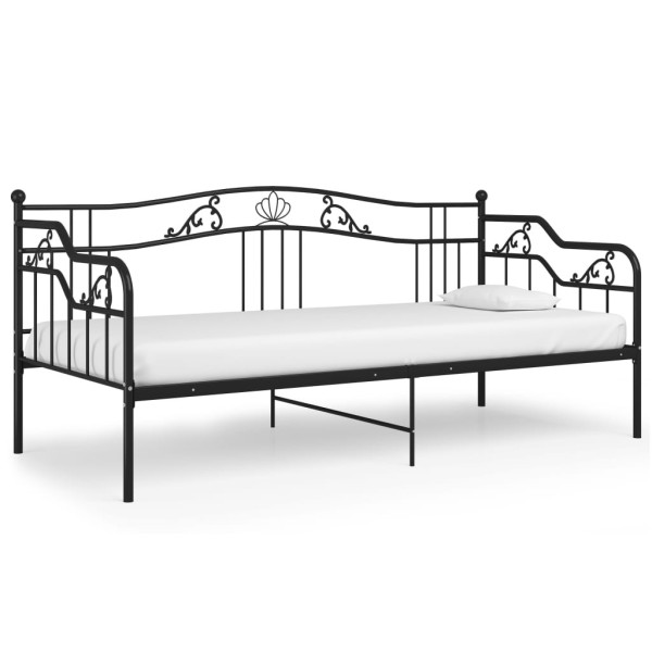 Łóżko Metalowe Rama Łóżka Ze Stelażem Do Pokoju Sypialni Czarna 90x200 cm