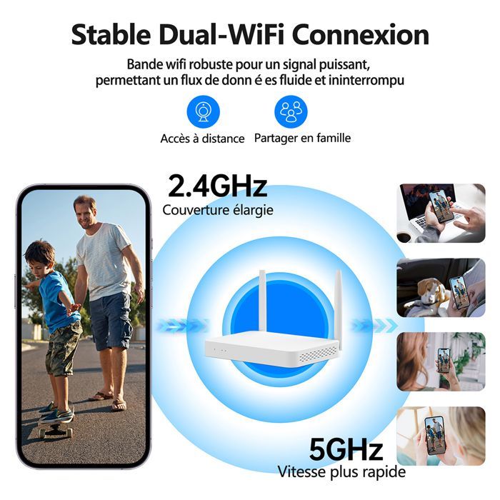 Kit de câmeras de segurança sem fio CAMCAMP para exteriores, 2MP, áudio bidirecional, NVR, gravação, 4 câmeras, visão noturna.