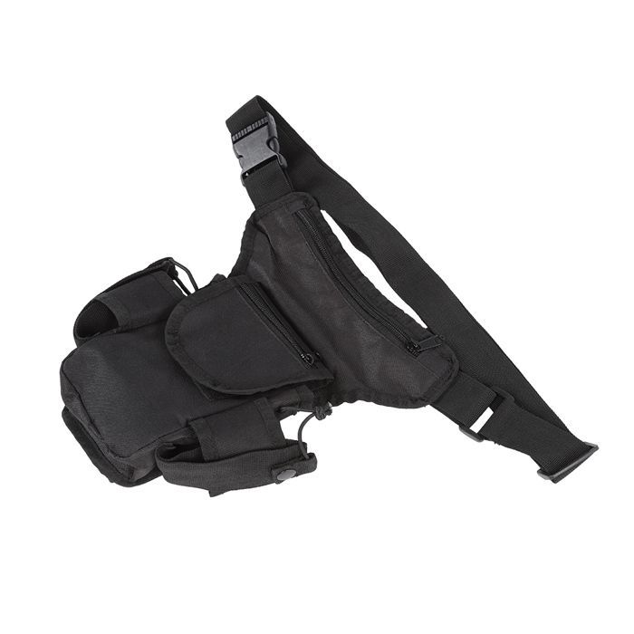 Riñonera de nailon negro para hombre y mujer, riñonera con radio portátil tipo walkie-talkie.