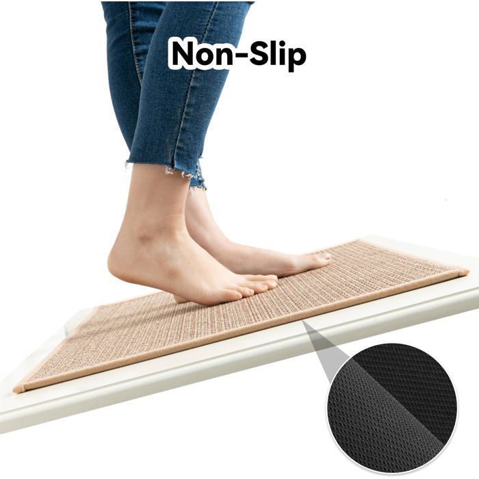 Alfombrilla de cocina antideslizante y lavable de goma para colocar delante del fregadero, de lino, color marrón, 2 piezas, 120x44cm + 75x44cm