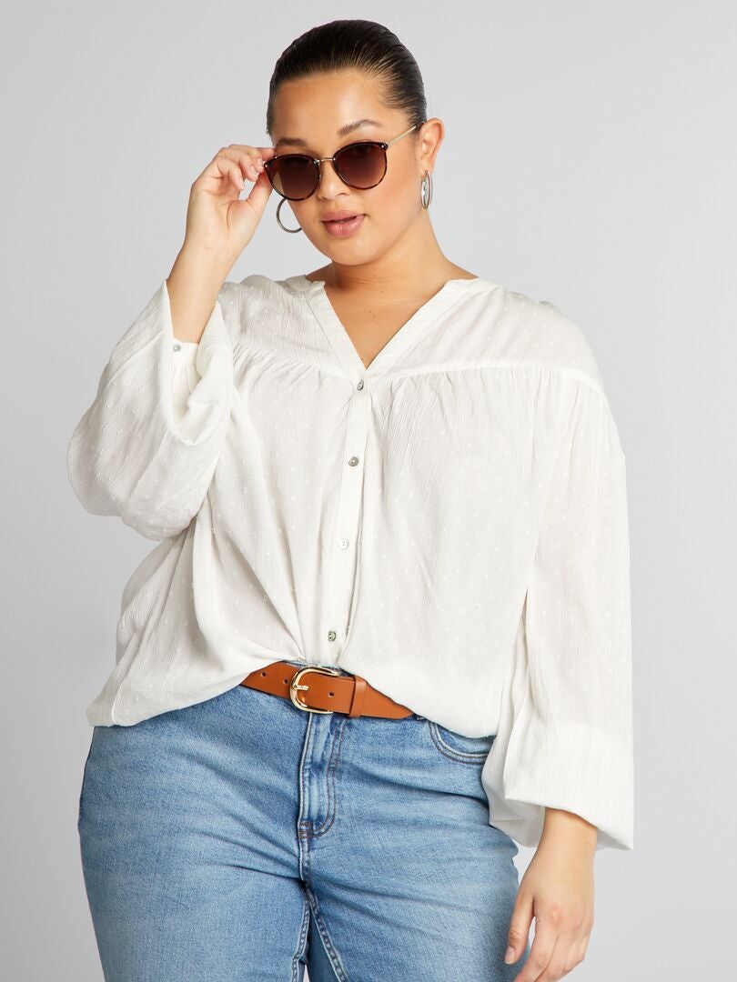 Plumetis blouse - WIT