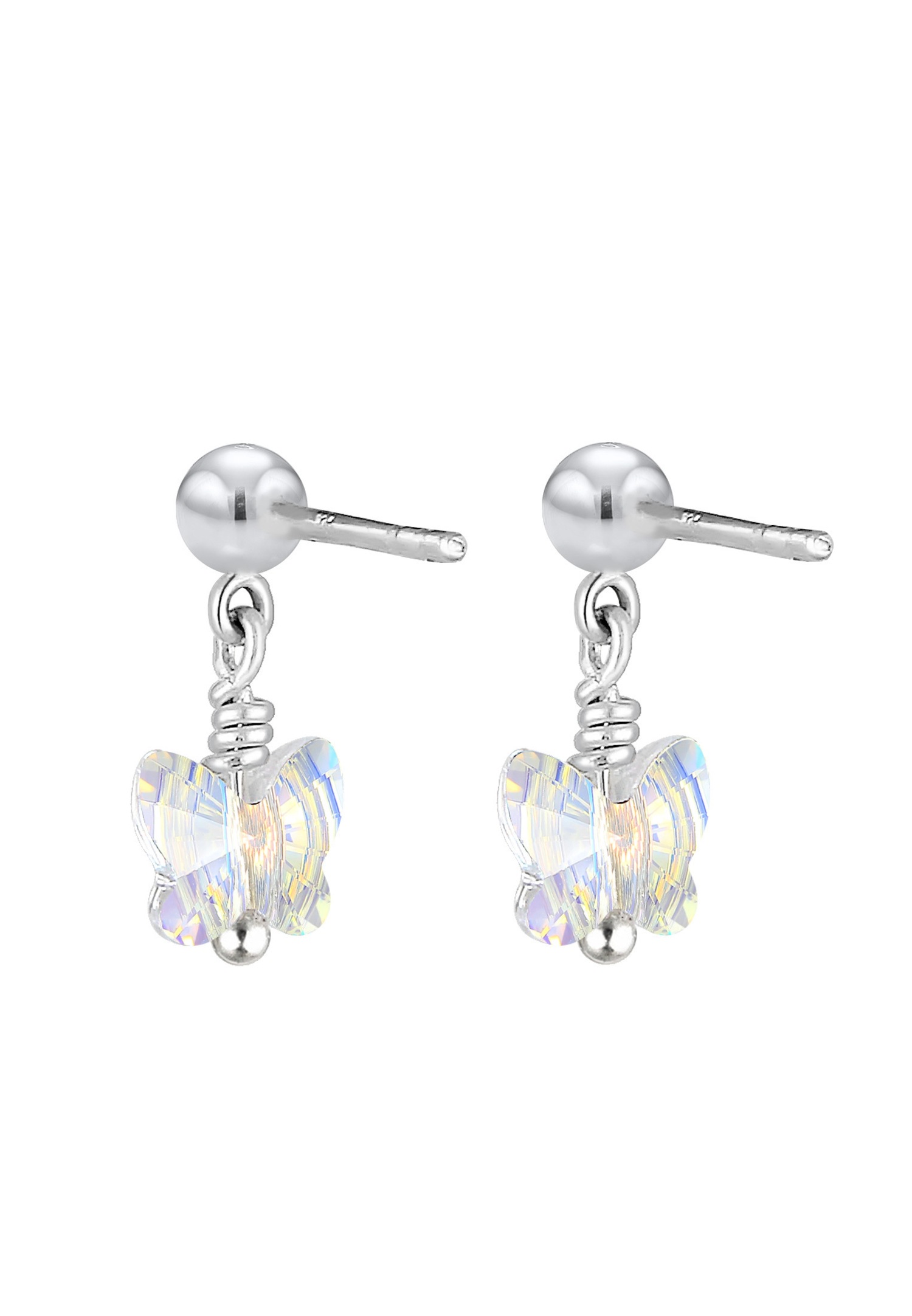 Elli Enfants Pendentif d'oreilles Papillon Étincelant avec Cristal en Argent Sterling 925