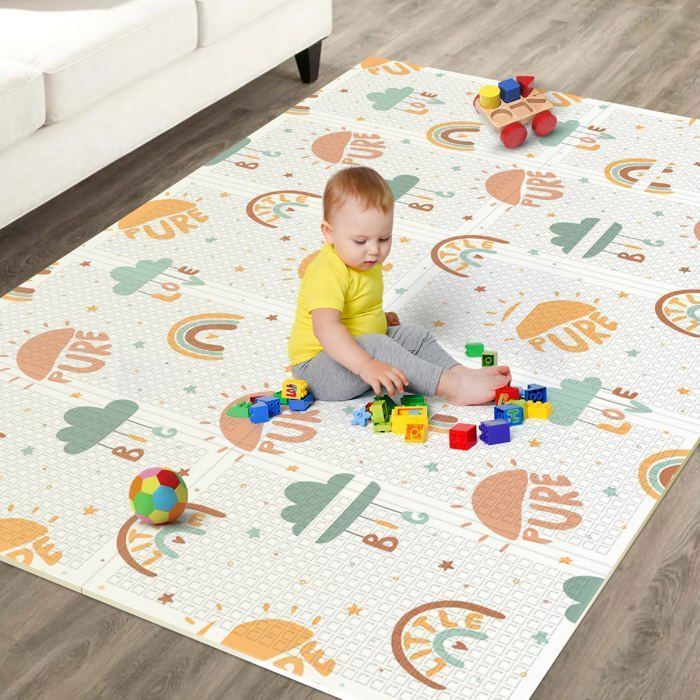 Omkeerbare en waterdichte opvouwbare speelmat - 180x120x1cm | Schuimrubberen speelmat voor kinderen - PURE BIG LOVE | SUPERBE BABE