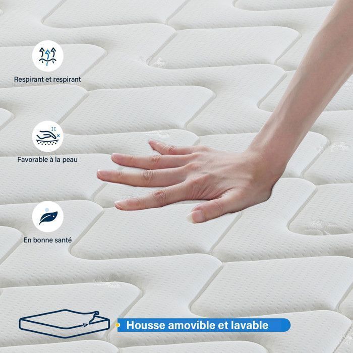 Colchón de lujo de 140 x 190 cm y 26 cm de grosor - Colchón multicapa de 10 zonas de confort extra - Zonas de descanso independientes - Firmeza y durabilidad medias