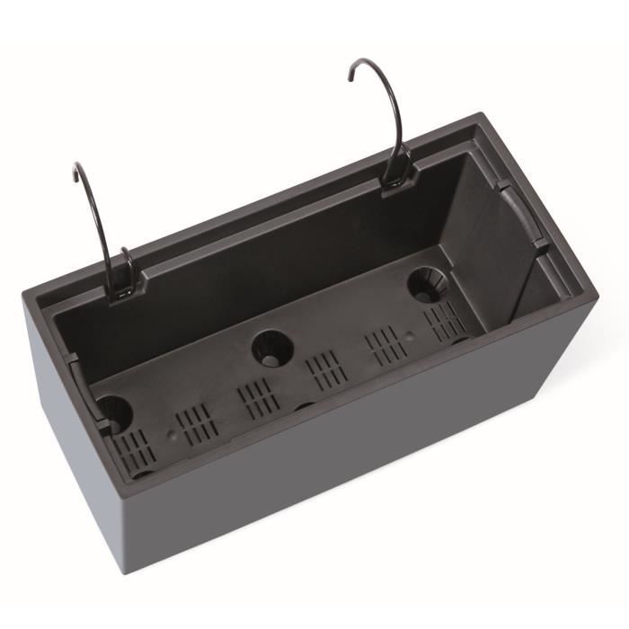 Boîte a fleurs et support pot de fleurs 58 cm bac de balcon jardiniere en plastique couleur mokka intérieur - extérieur