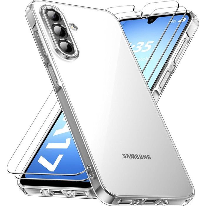 Skal till Samsung Galaxy A17 + 2x [Skärmskydd] Mjukt Silikon Lätt Transparent Stötsäkert - New&Teck