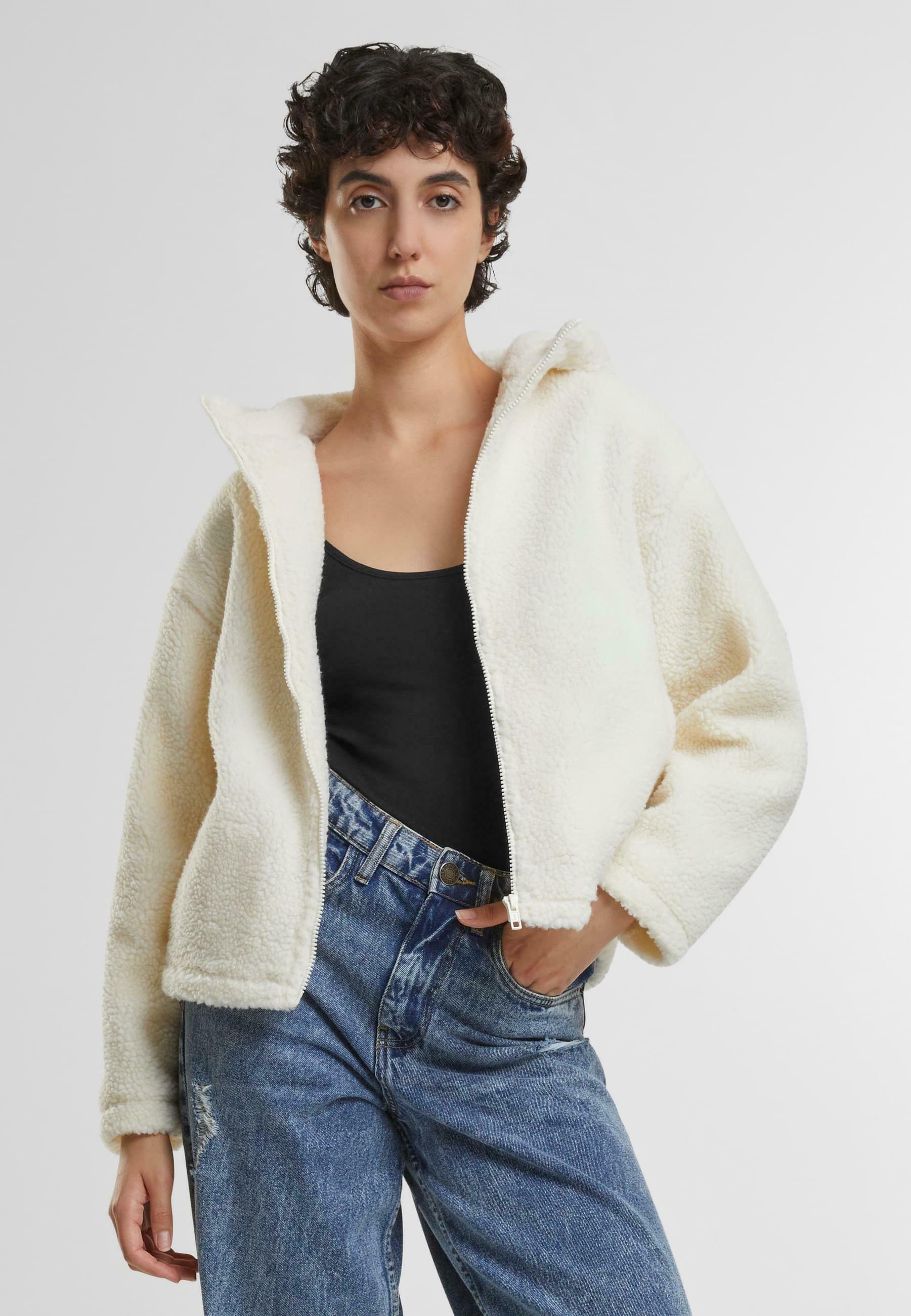Urban Classics fleecejack - wit zand