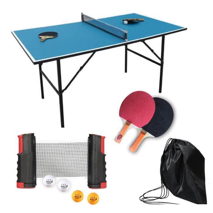 Juego de raquetas de ping pong - Red de tenis de mesa retráctil - 4 pelotas - Rojo