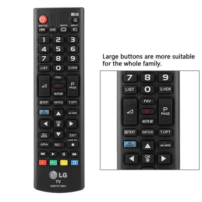 Mando a distancia de repuesto para televisores LED LCD LG AKB73715601 - LG - Mando a distancia - Televisor LCD - Negro