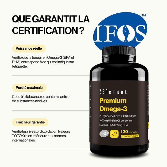 Omega-3 di alta qualità in forma di trigliceridi, certificato IFOS - 120 capsule