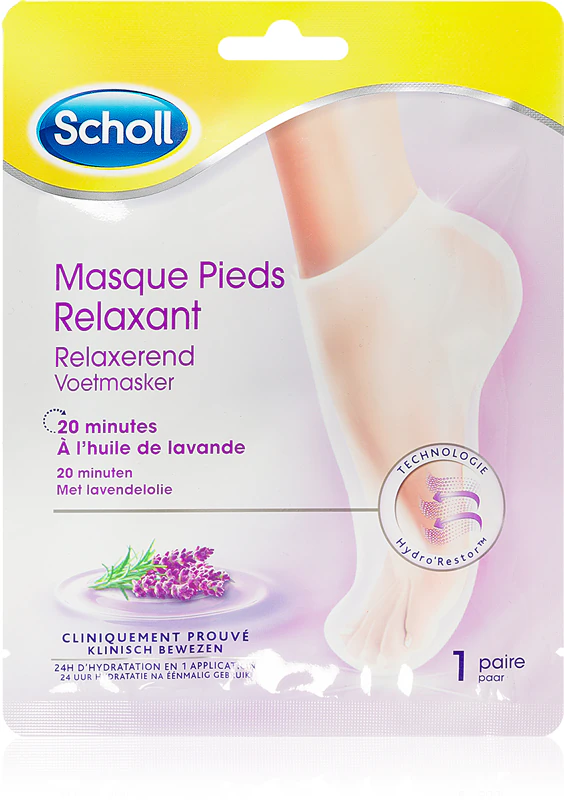 Máscara regeneradora para os pés Scholl Pedimask™ com lavanda em formato de meias
