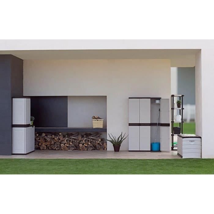 Armario bajo con 2 puertas interiores/exteriores, color negro y gris topo - Largo 70 x Profundidad 44 x Alto 88 cm