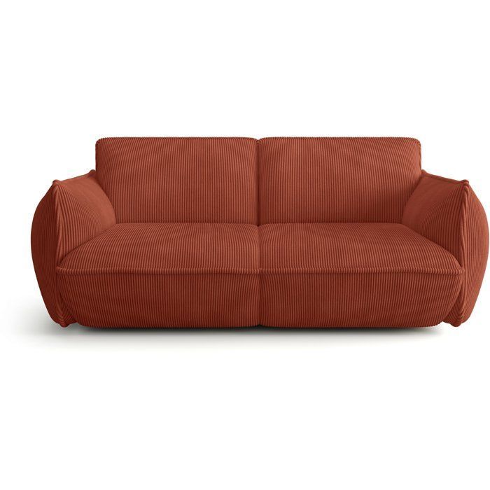 Festes Sofa – 3-Sitzer – SOFFIO – Stoff Terracotta – 220 x 98 x 83 cm