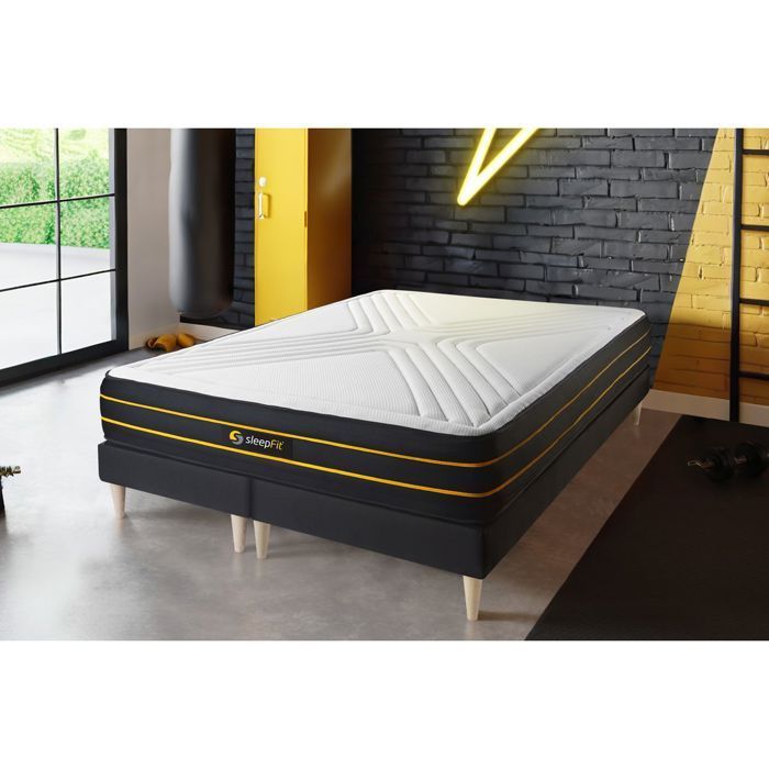 Ensemble double sommier + matelas ULTRA micro ressorts ensachés et mémoire de forme 180x200 180 x 200 cm Noir