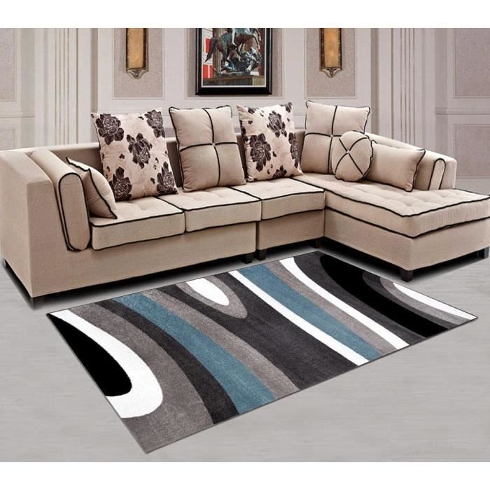 Tapis de Salon Antiderapant - Impression 3D Motifs Géométriques - Polyester - 100x150cm