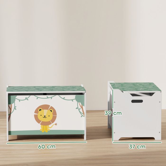 Toy chest - AIYAPLAY - lid - safety hinges - MDF - 60 x 37 x 39 cm - green