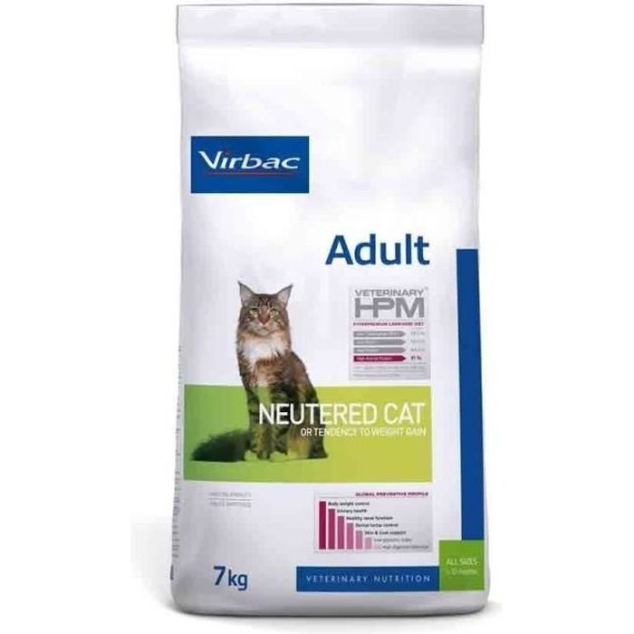 Alimento para gatos adultos esterilizados Virbac Veterinary HPM - 7 kg - Bajo en carbohidratos - Alto en proteínas