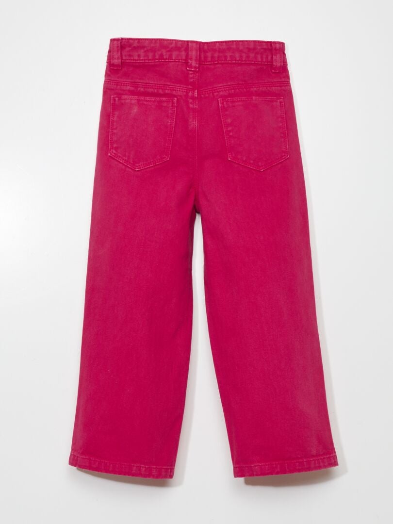 Jeans met hoge taille en wijde pijpen - ROZE