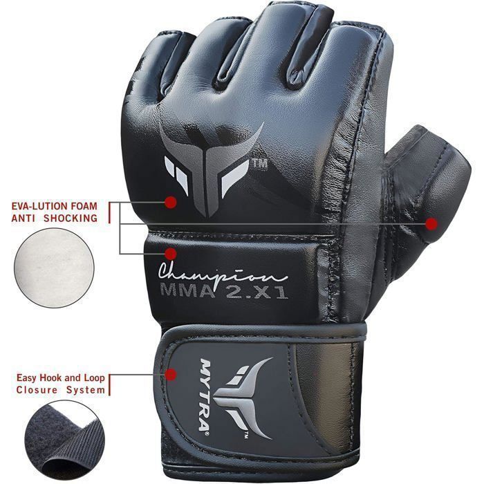 MMA-Handschuhe für Kinder – Mytra Fusion – Schwarz – Verstärkter Schutz – Kunstleder