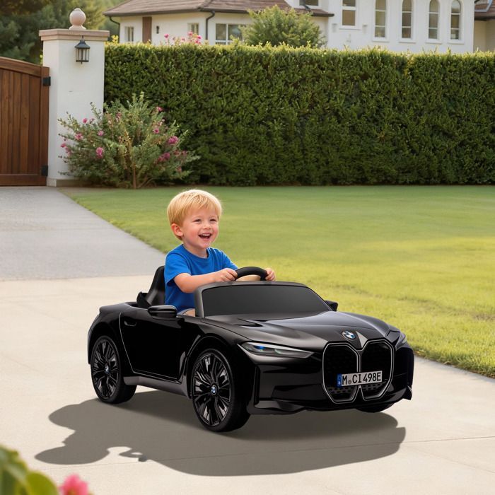 Children's Electric Ride-On Car - HOMCOM - Licensed BMW I4 12V - Remote Control MP3 Music Belt and Lights - 115x67x45 cm - Black