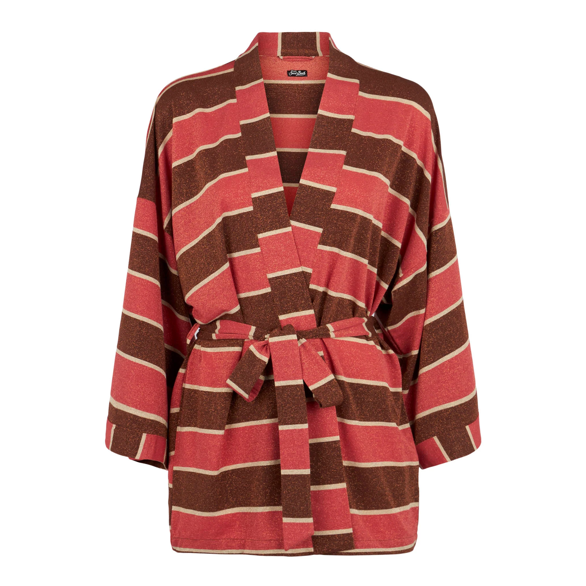 Gestreept gebreid kimono-vest