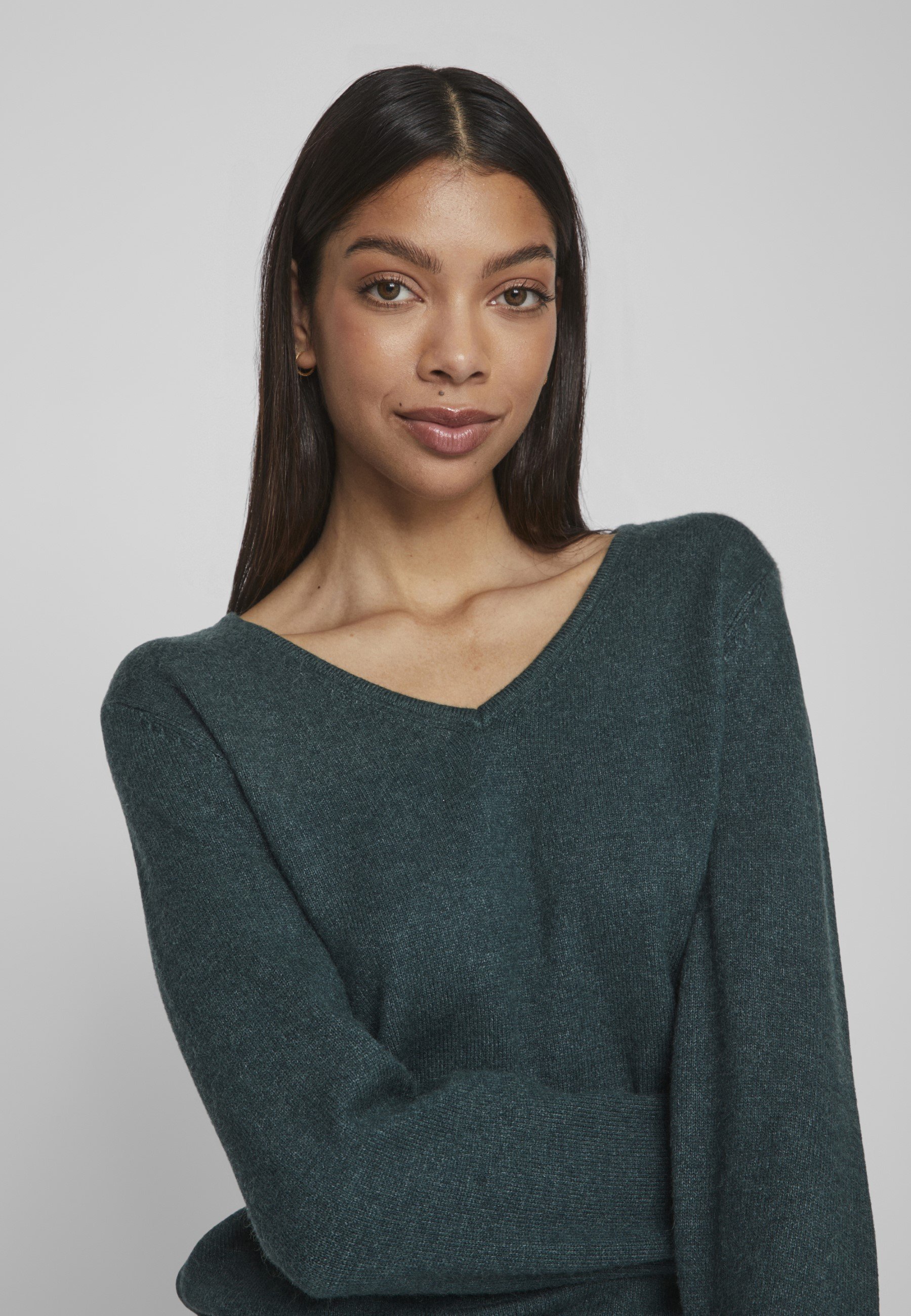 VILA VIRIL L/S V-NECK TOP - Maglione - pino ponderosa