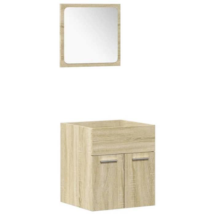Ensemble de meubles de salle de bain - WIENS - 4 pièces - Chêne sonoma - Bois d'ingénierie - 41x38,5x46 cm