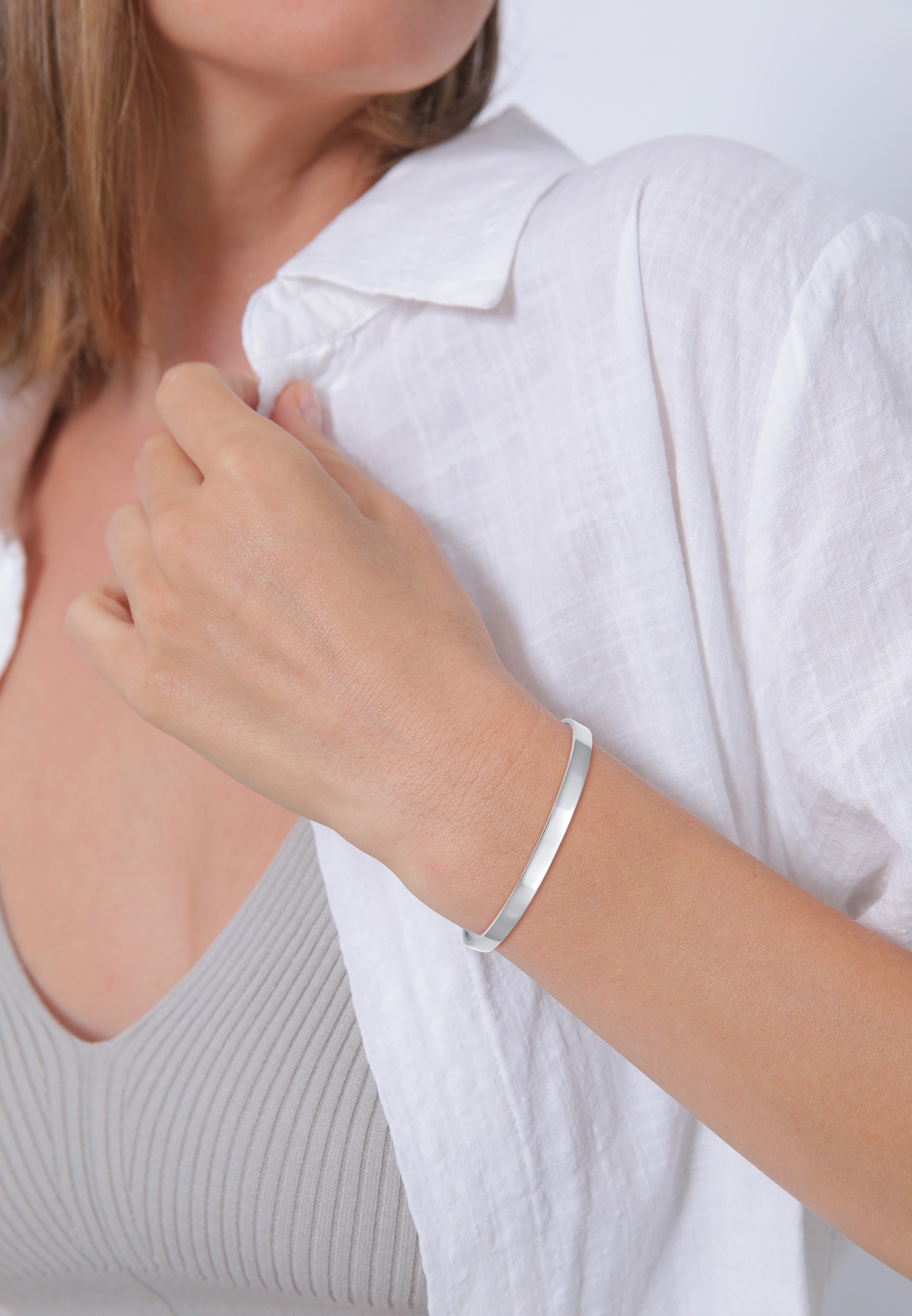 Elli PREMIUM Moderne Élégant Bangle Femme - (925/1000) Argent