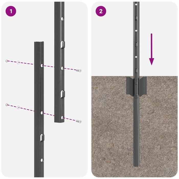 vidaXL 10-piece U-shaped fence posts, grey, 160 cm, steel, 42006288