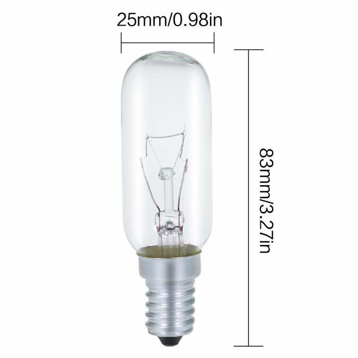 Lâmpada para coifa E14 40W, lâmpada incandescente T25 230V branca quente 2700K regulável, pacote com 4 unidades
