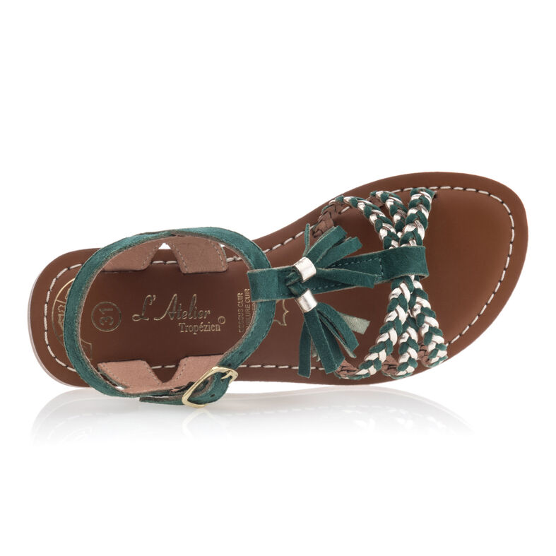 Sandalias verdes para niñas / Zapatos de punta abierta