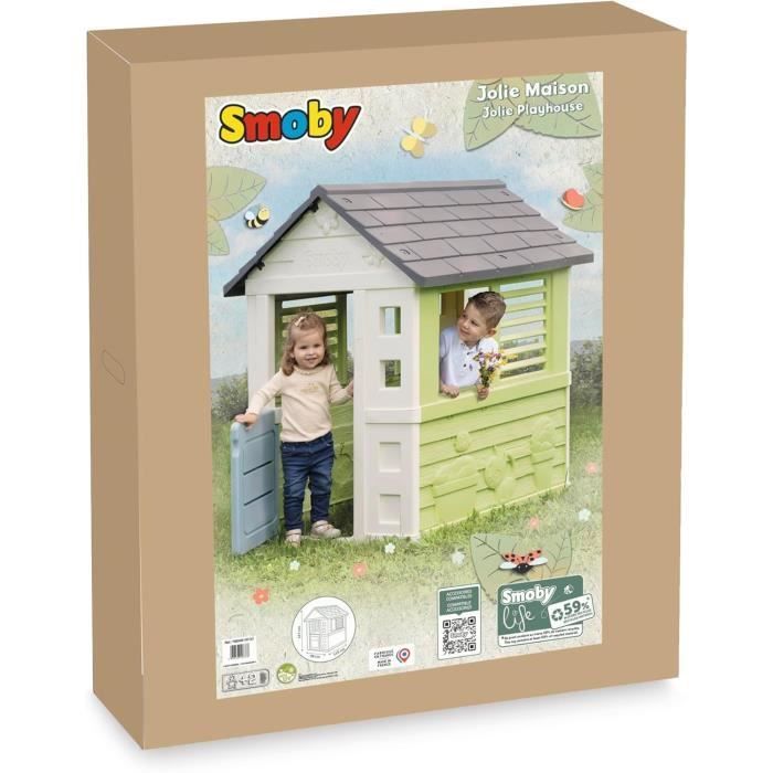 Smoby Life - Jolie Maison - Design Moderne - Portillon, Fenêtres avec Persiennes - Matière Recyclée - Dès 2 ans