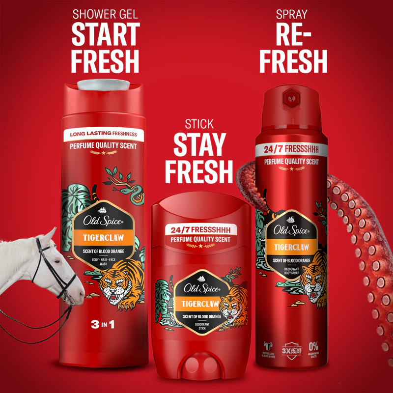 Desodorante e spray corporal Old Spice Tigerclaw para homens