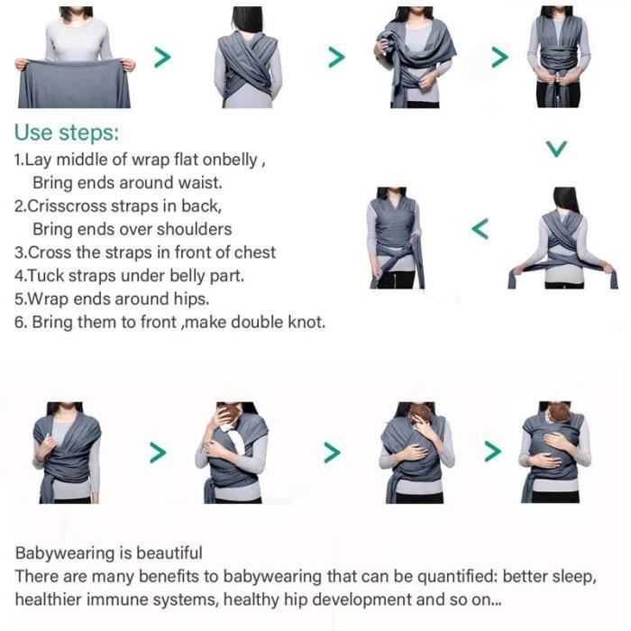 Bufanda portabebés multifuncional para recién nacidos y bebés, de algodón elástico, sin nudos, hasta 15 kg - Morado.